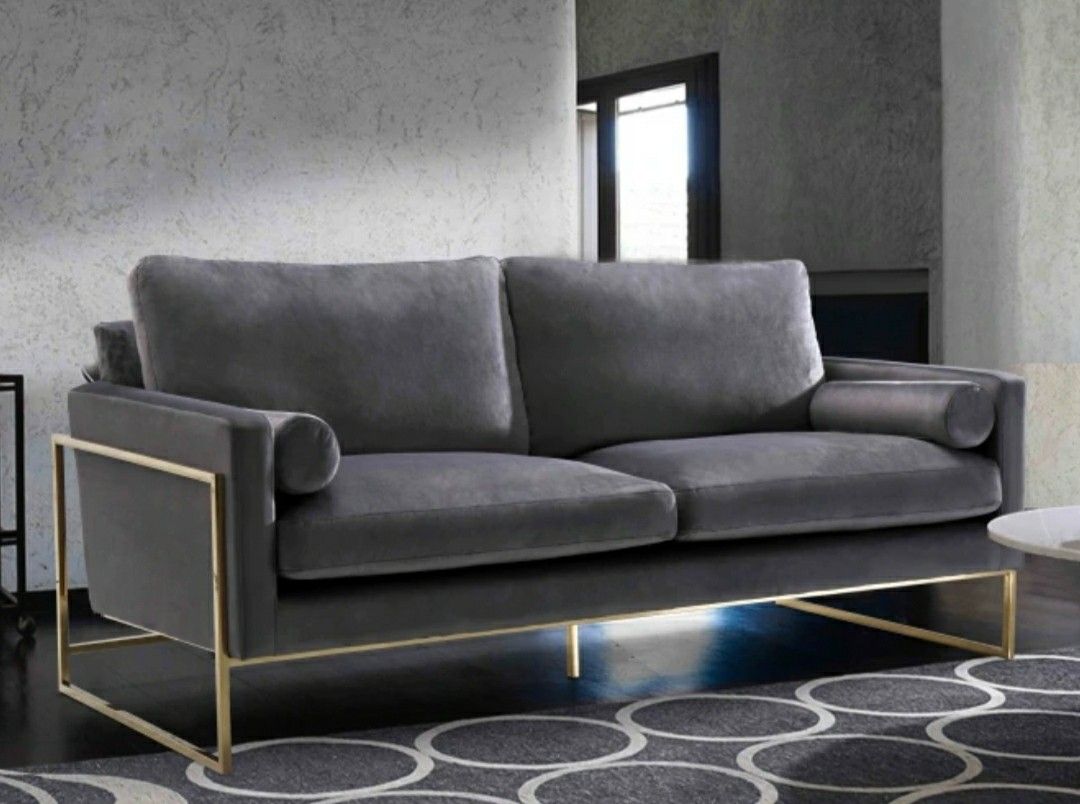 Mila Velvet Grey Sofa