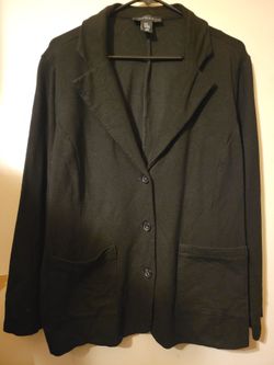 Tahari Black Ponte Knit 3-Button Blazer