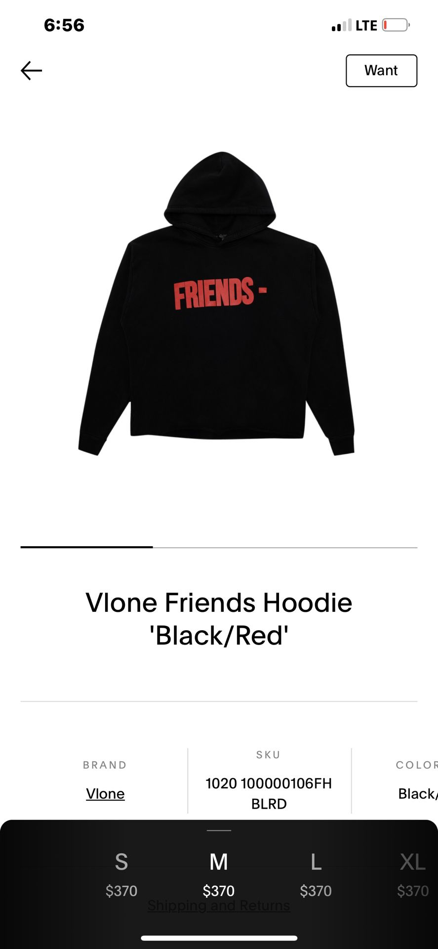 V Lone black and red hoodie