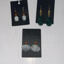 Burma Jade Earrings:Lotus, Landscape or Closed Lotus