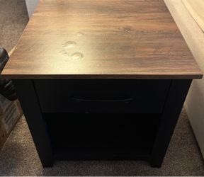 Two-Tone Nightstand with Drawer and Shelf
