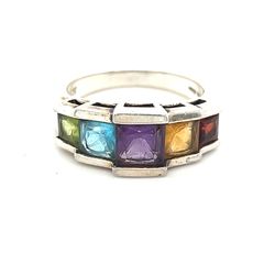 Sterling Silver 925 Semi-Precious Gems Ring