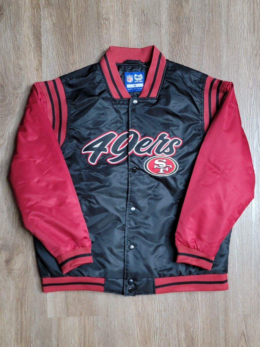 49ers Retro Satin Bomber Jacket Mens Size Medium 