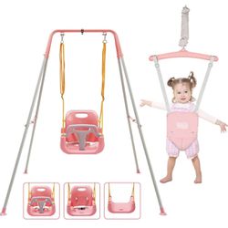 FUNLIO 2 In 1 Swing Set For Toddler & Baby Jumper, Heavy Duty Kids Swing & Bouncer