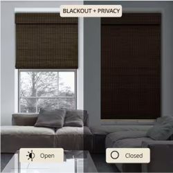 Natural Woven Light Filtering Cordless Bamboo Roman Shades for Windows, 70 in. W x 48 in. L, Onyx
