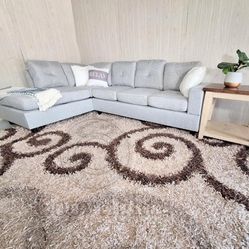 Grey Linen 2-Piece Sectional Sofa - (Delivery Available 🚚)