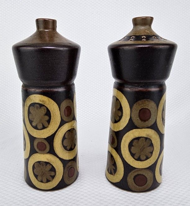 Vintage Denby Arabesque Stoneware Salt & Pepper Shakers England
