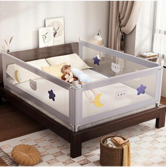 omzer Bed Rail for Toddlers - (3 Pack) Toddler Bed Rails with Double Child Lock