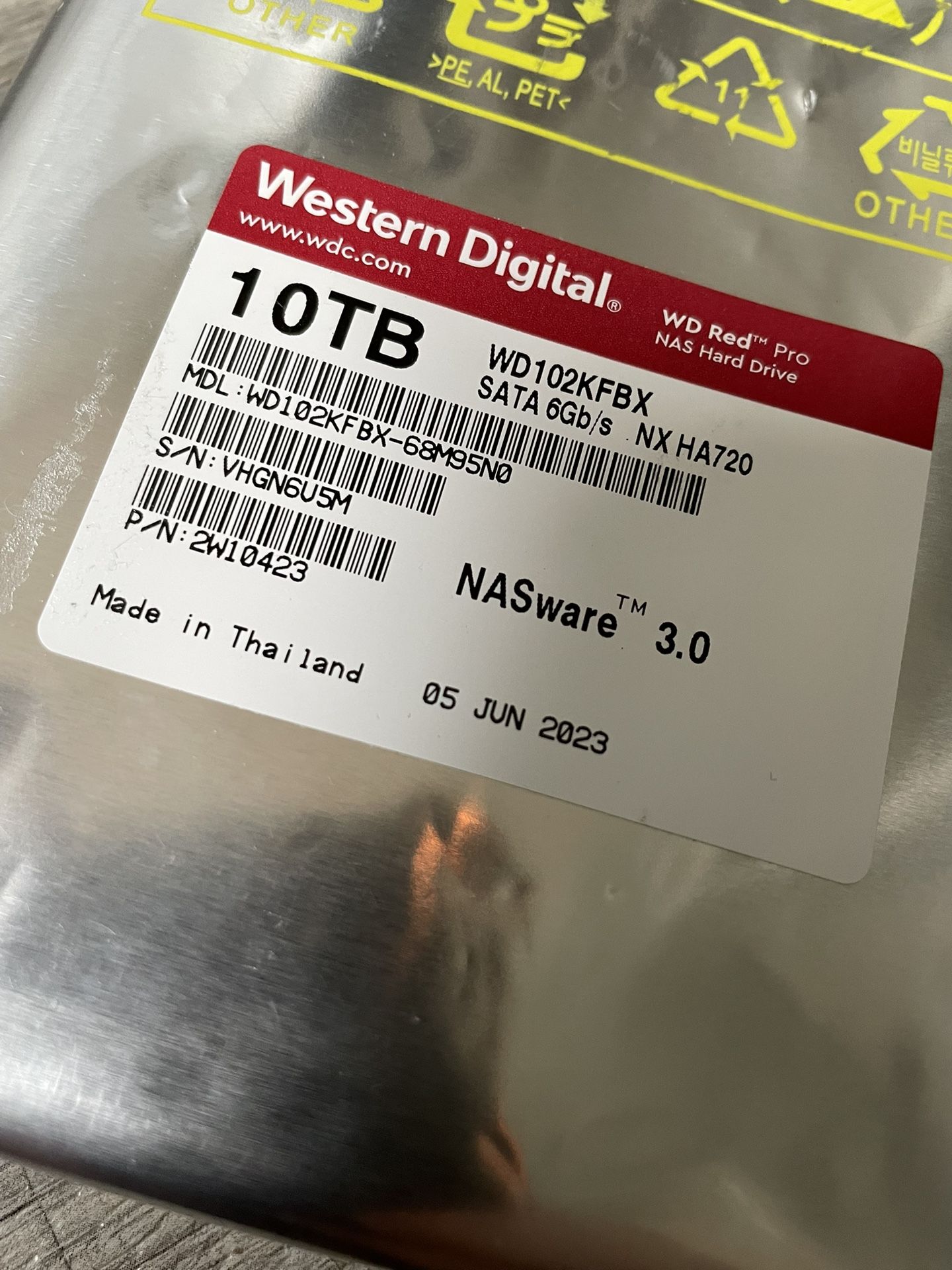 New Sealed WD Red ProWD102KFBX- 10TB SATA 6.0Gb/s 3.5" NAS WARE 3.0