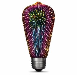 Prism Firework Light Bulb 3D Colorful LED Decorative Party Bulb ST19 E26