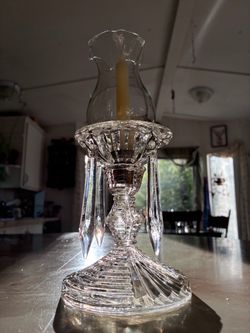 Vintage Prism Candle Lamp/Hurricane/Crystal Candle Holder