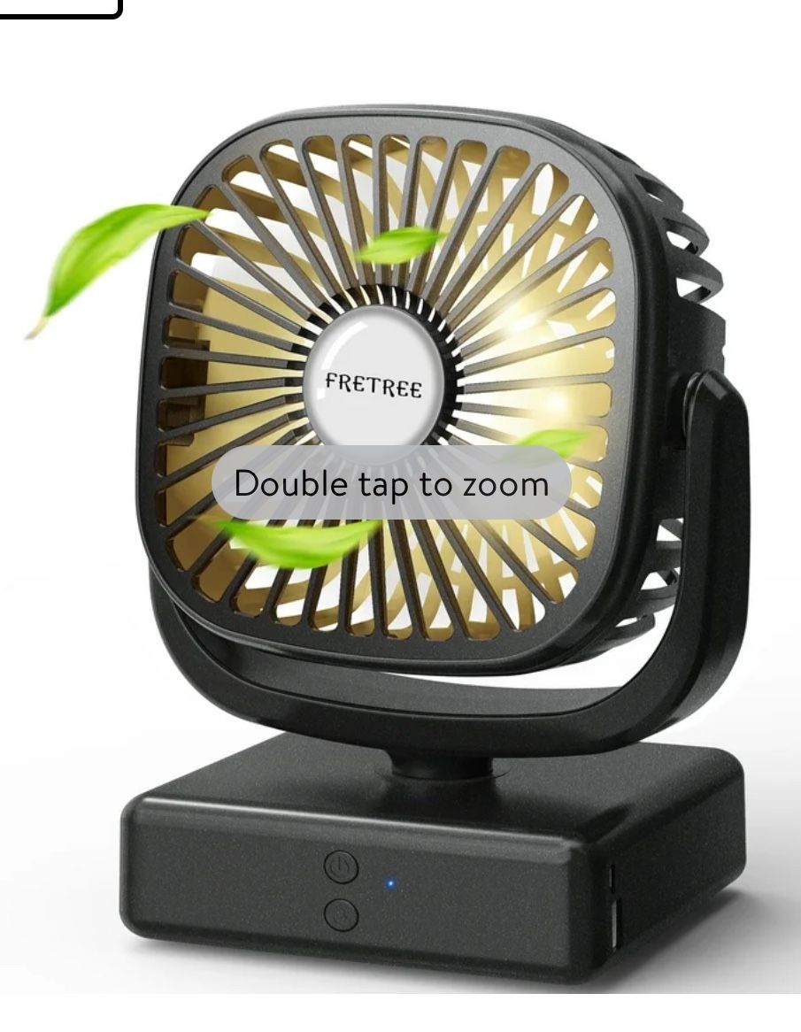 Portable Battery Operated Camping Fan - Outdoor Tent Fan with LED Lantern and Hanging Hook, Rechargeable 5200mAh Battery USB Desk Fan, 140° Auto Oscil