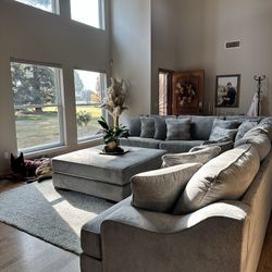 4 Piece Living Room Set (sectional with pillows &  large ottoman)