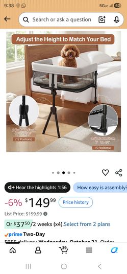 Adjustable Height Bedside Pet Crib