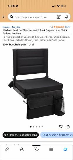 Brand new Stadium Seat for Bleachers with Back Support and Thick Padded Cushion Portable Bleacher Seat with Shoulder Strap, Wide Stadium Seat Chair In