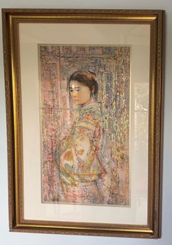 Edna Hibel “Oriental Opal” Signed Limited Edition Lithograph, #[1197]/1500 — Framed