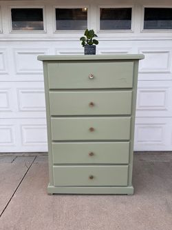 5-Drawer Tall Dresser Sage Green