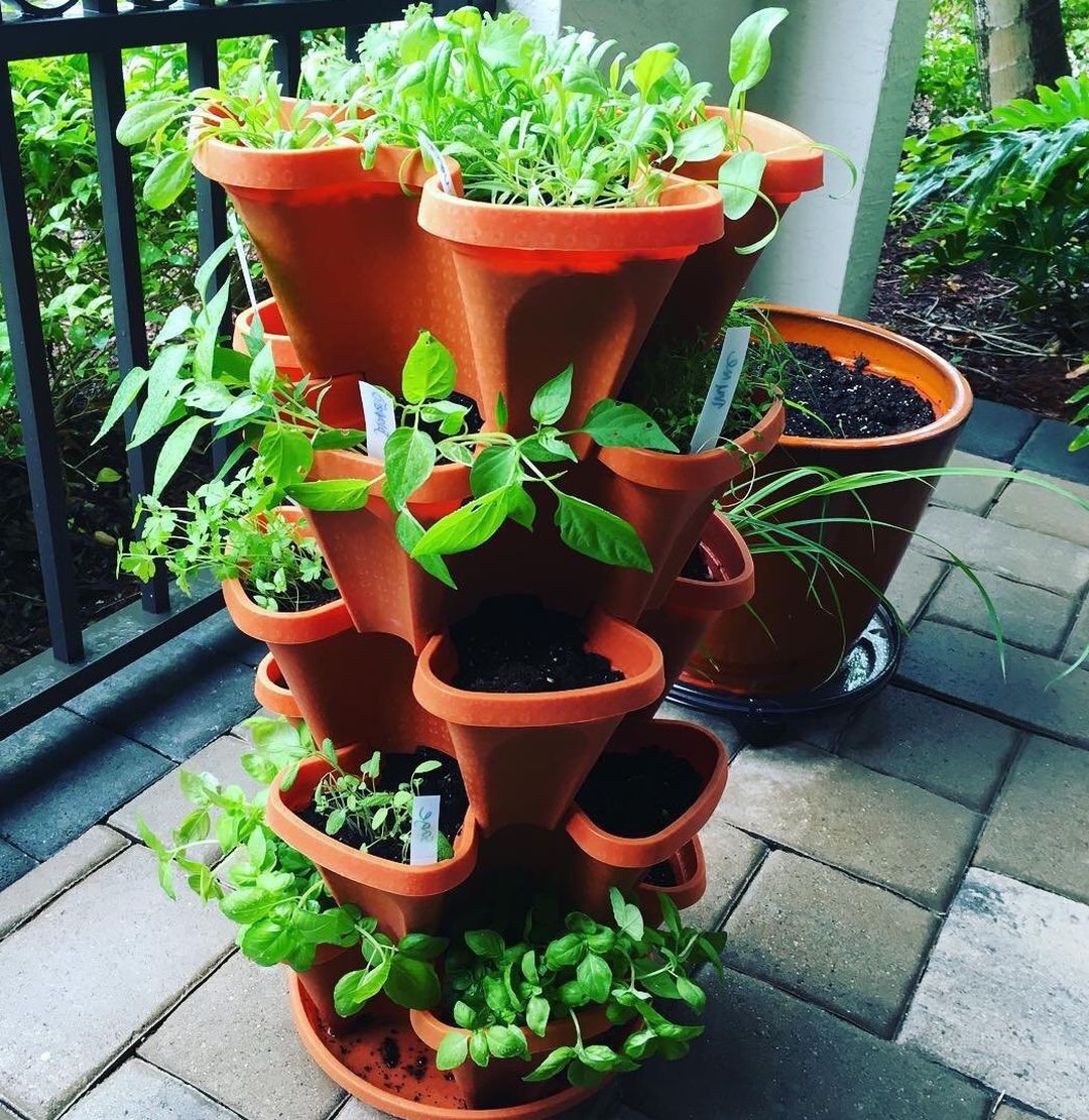 Stacking Planter Pot Tower for Flowers and Herb Garden