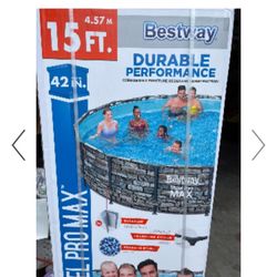 15’x42” Above Ground Swimming Pool In Steel Frame Brand New 