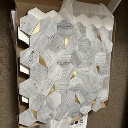 10 Seamless Hexagonal Tiles with Peel and Stick Backsplash, PVC Mosaic Tiles for Kitchens and Bathrooms