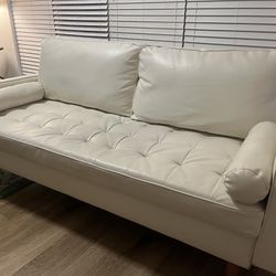 White Faux-Leather Couch