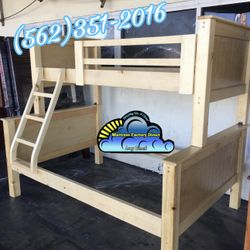 Twin Full Natural Bunk Bed With Mattresses Included New 