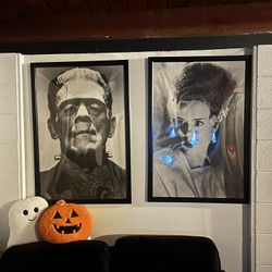Frankenstein And Bride Poster/frame 