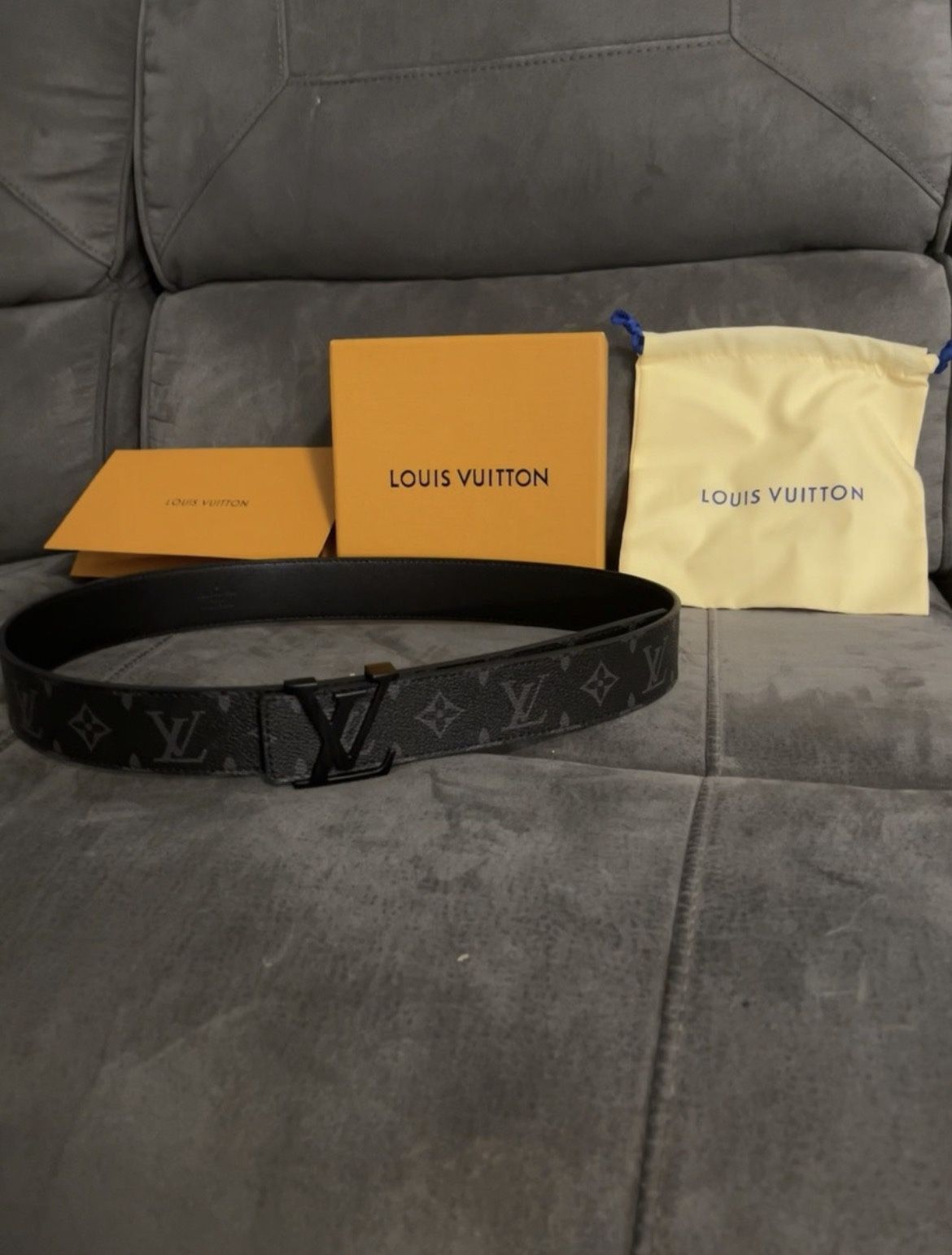 LV Initiales 40mm Matte Black Belt – Size 95/38 – Box + Dust Bag