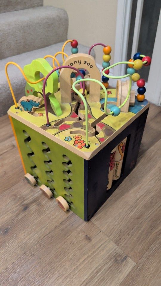 B. toys – Wooden Activity Cube – Activity Center – Educational Toy – Wooden Toys For Toddlers, Kids – 1 Year + – Zany Zoo