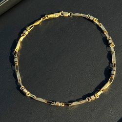 18k yellow gold black lines anklet bracelet 11.5 inch