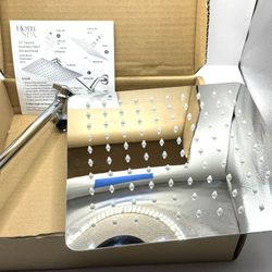 10" Square Stainless Steel Shower Head w/100 nozzles - Brushed Nickel Finish, Rainfall & High, Adjustable Arm Wall Mount