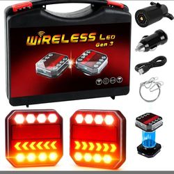 Upgraded Wireless Trailer Lights, Rechargeable LED Trailer Light for Towing Truck, Waterproof Tail Tow Lights Kit for RV Camper Boat Caravan, Portable