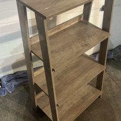 Ladder style 4 tier wooden storage shelf bookcase 34”T 19”L 7.75”D