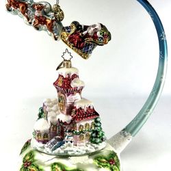  Christopher Radko Midnight Magic Ornament Set 3 Piece Flying Santa Christmas 9"   