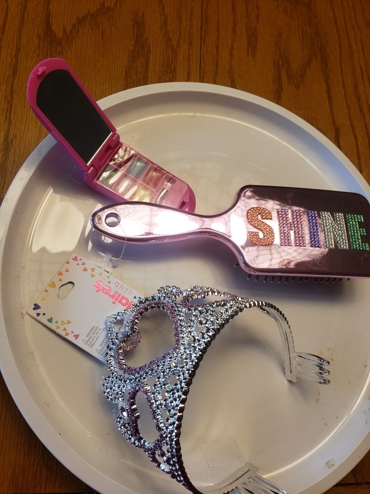 Kids Accessories. Brush, Tiara And Fun Lip Gloss Phone