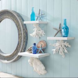 Trio Faux Coral Floating Shelves