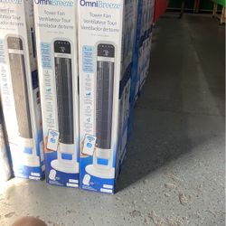 OmniBreeze Digital White Tower Fan with Remote Control, Four Speeds and Adjustable Breeze Modes, (contact info removed), Unitalla
