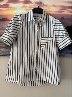 Zara/ Women/ Trafaluc Collection/ Black&White Stripes Short Cuff Sleeve Shirt/ S / New