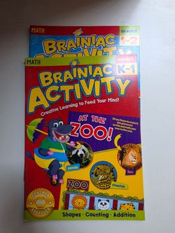 Brainiac Activity Math Workbooks Grades K-1 and 1-2