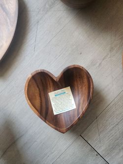 Pacific Merchants Acaciaware Heart-Shaped Wood Bowl