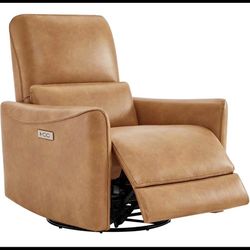CHITA Power Recliner Chair Swivel Glider, FSC Certified Upholstered Faux Leather Living Room Nursery