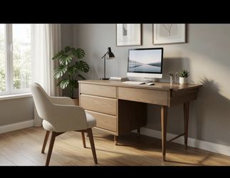 MCM metal and wood veneer desk from the 50s