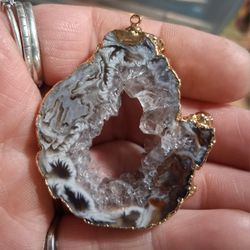 Agate Geode Slice Pendant 