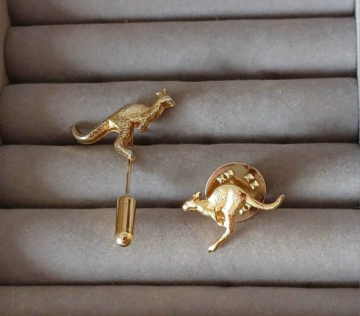 Lot of 2 Vintage Kangaroo Lapel Stick Pins Brooch