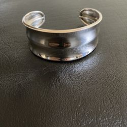 Sterling Silver 925 Taxco Mexico TS-102 28.47g 1" Wide Concave Cuff Bracelet 6 1/2" Wrist Boho