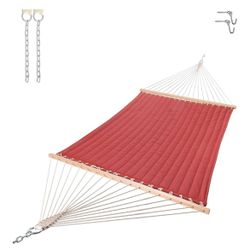 NEW Quilted Hammock with Extension Chains & Tree Hooks, Two People