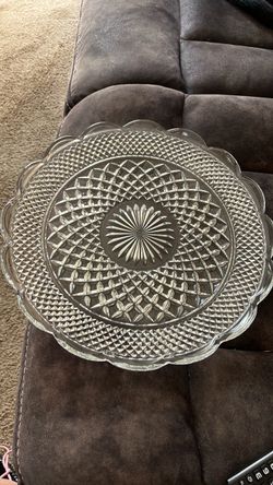 Vintage Clear Glass Pressed Crystal Serving Plate