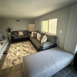 Two Sofas And Long Ottoman 