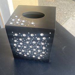 Black Bling Heavy Tissue Box Cover 
