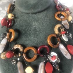 Vintage  Handmade  Necklace  With Different  Stones  22 inches  Long  Excellent  Condition 